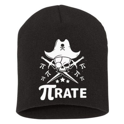 Funny Pi-Rate Happy Pi Day Math Pirate Pun Short Acrylic Beanie