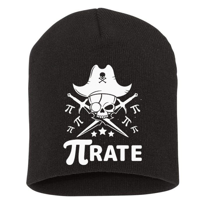 Funny Pi-Rate Happy Pi Day Math Pirate Pun Short Acrylic Beanie