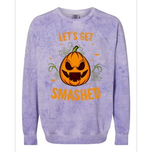 Fun Pumpkin Happy Halloween Party Costume Let’S Get Smashed Gift Colorblast Crewneck Sweatshirt