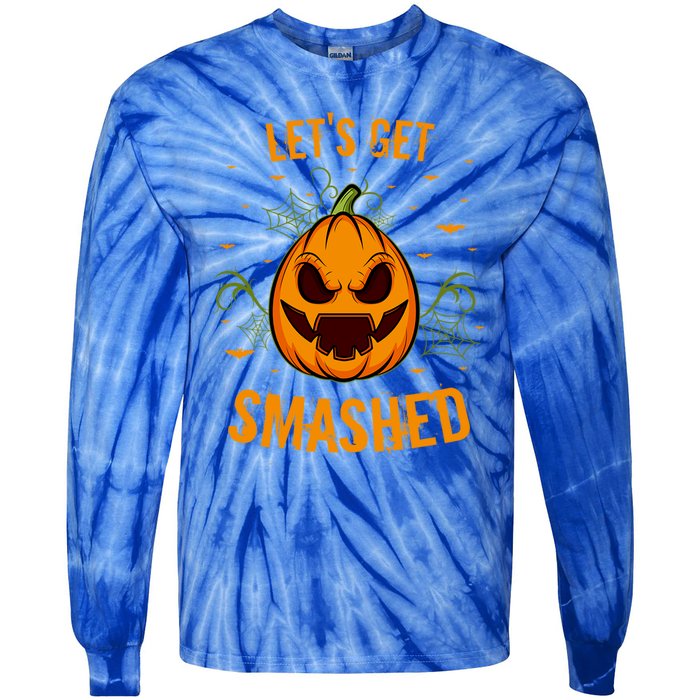 Fun Pumpkin Happy Halloween Party Costume Let’S Get Smashed Gift Tie-Dye Long Sleeve Shirt