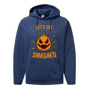 Fun Pumpkin Happy Halloween Party Costume Let’S Get Smashed Gift Performance Fleece Hoodie