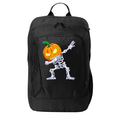 Funny Pumpkin Head Skeleton Dabbing Halloween Gift City Backpack