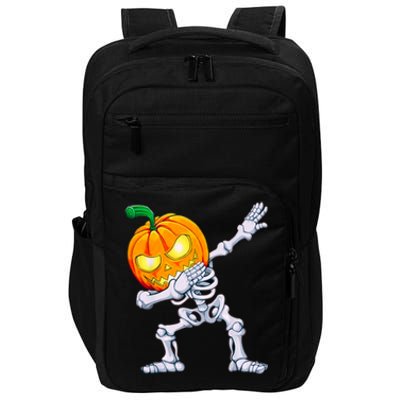 Funny Pumpkin Head Skeleton Dabbing Halloween Gift Impact Tech Backpack