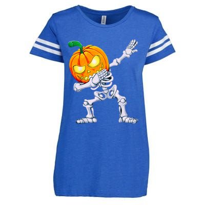 Funny Pumpkin Head Skeleton Dabbing Halloween Gift Enza Ladies Jersey Football T-Shirt