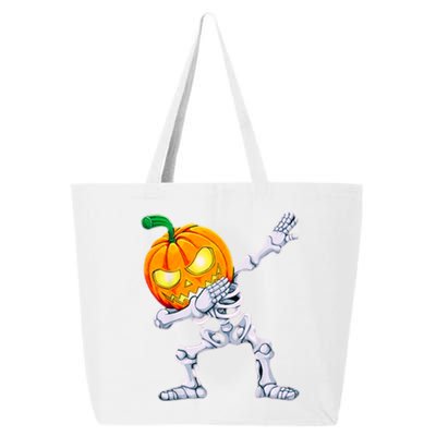 Funny Pumpkin Head Skeleton Dabbing Halloween Gift 25L Jumbo Tote