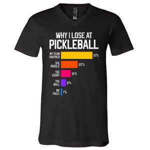 Funny Pickleball Humor Why I Lose V-Neck T-Shirt