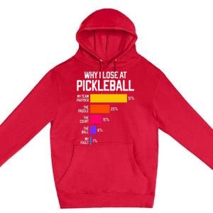 Funny Pickleball Humor Why I Lose Premium Pullover Hoodie