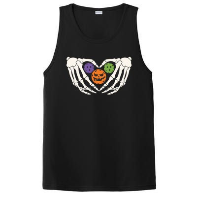 Funny Pickleball Halloween Skeleton Hands Love Heart Pumpkin Funny Gift PosiCharge Competitor Tank