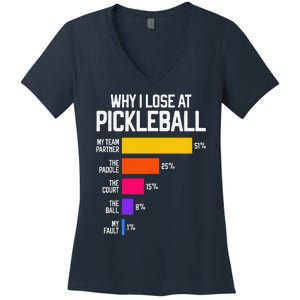 Funny Pickleball Humor Why I Lose Women's V-Neck T-Shirt