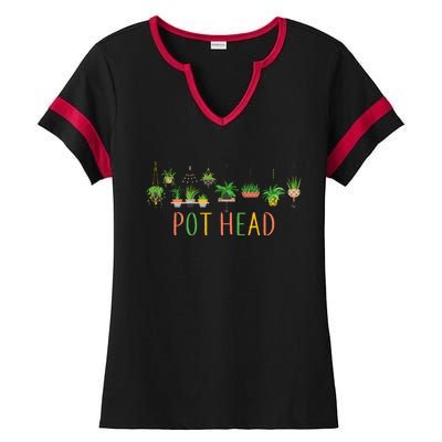 Funny Pot Head For Plant Lovers 1 Ladies Halftime Notch Neck Tee