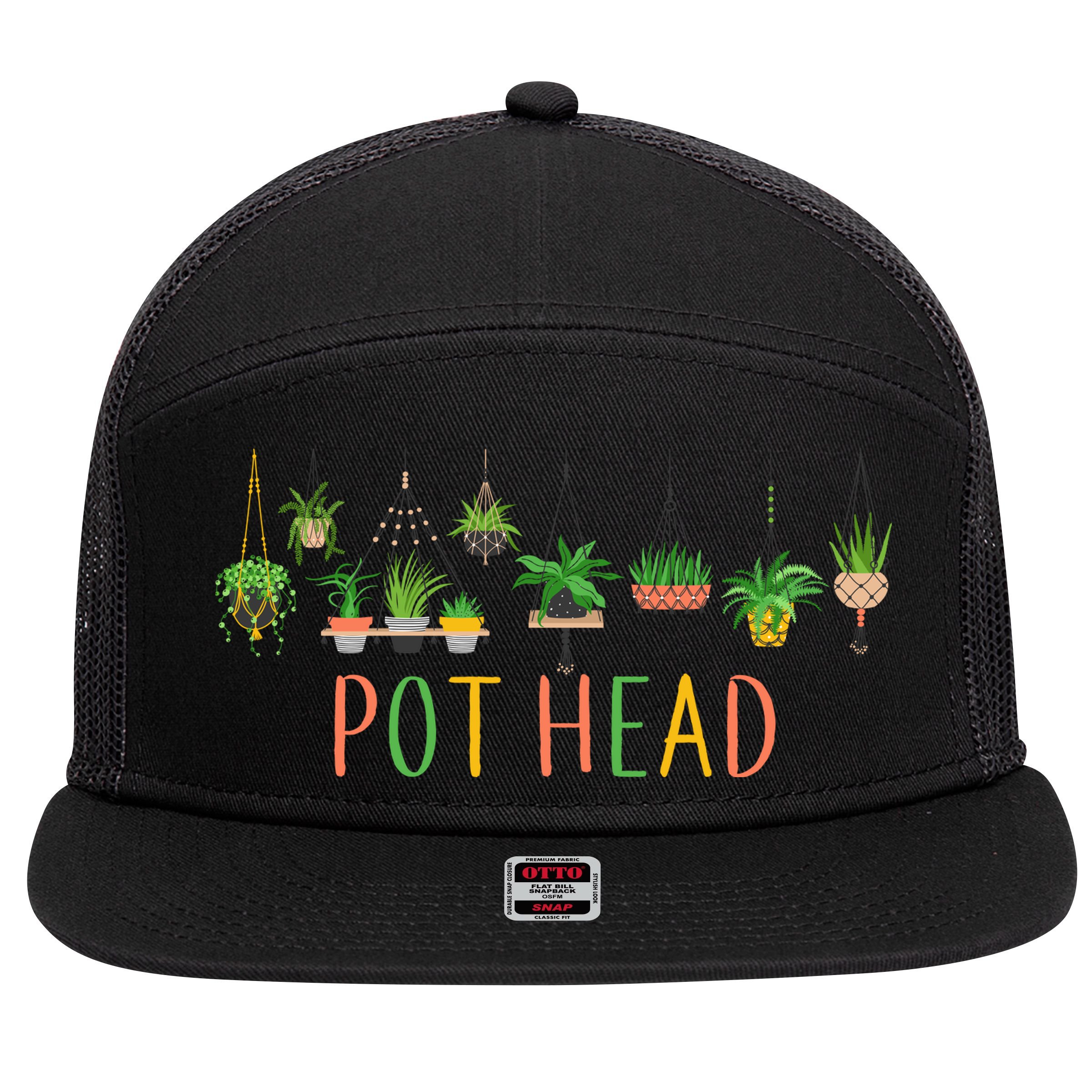 Funny Pot Head For Plant Lovers 1 7 Panel Mesh Trucker Snapback Hat
