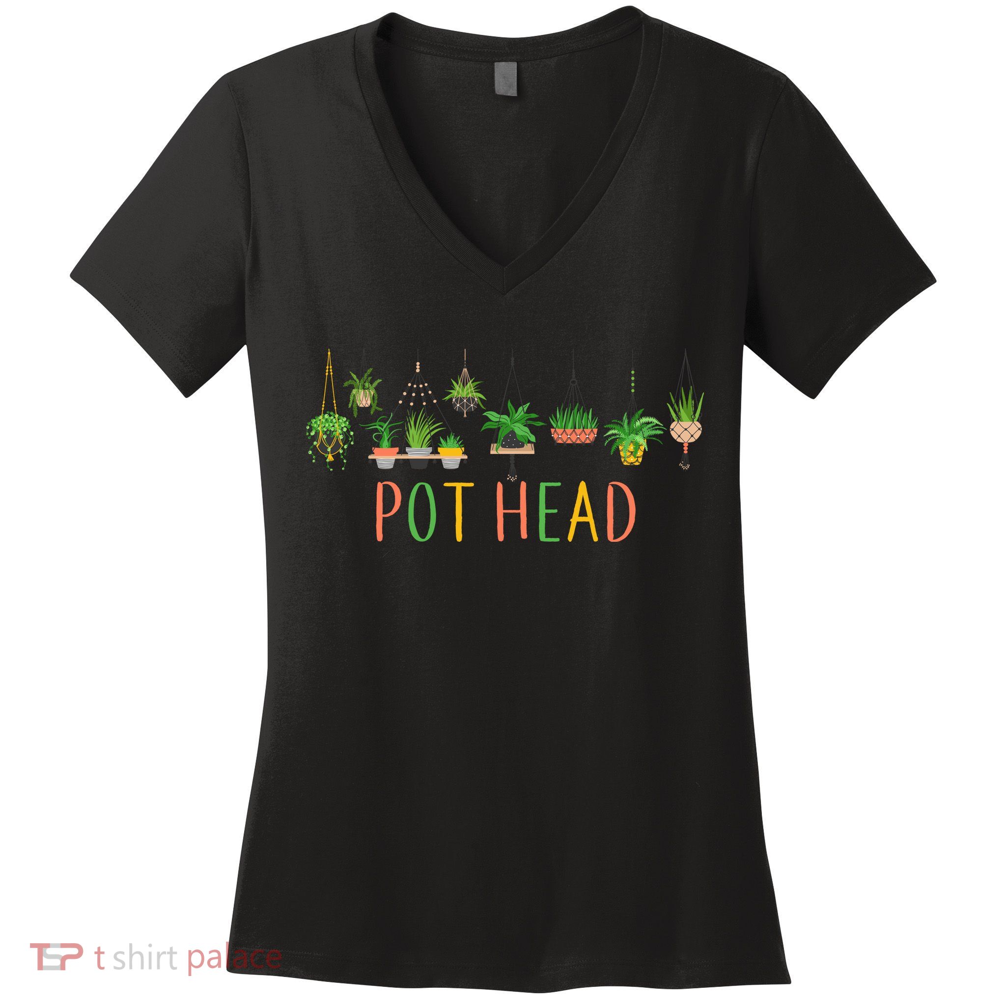 Funny Pot Head For Plant Lovers 1 Women's V-Neck T-Shirt