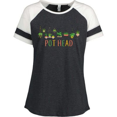 Funny Pot Head For Plant Lovers 1 Enza Ladies Jersey Colorblock Tee