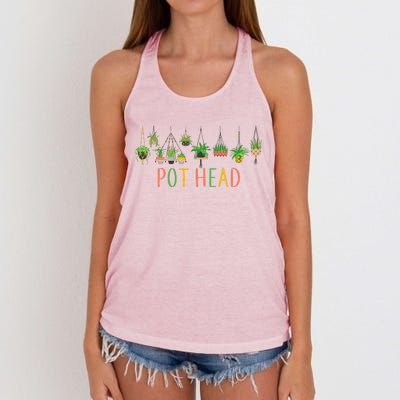 Funny Pot Head For Plant Lovers 1 Women's Knotted Racerback Tank