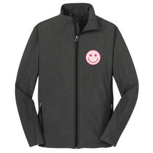 Funny Pink Happy Face Daisy Flower Smile Face Trendy Core Soft Shell Jacket