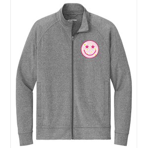 Funny Pink Happy Face Daisy Flower Smile Face Trendy Stretch Full-Zip Cadet Jacket