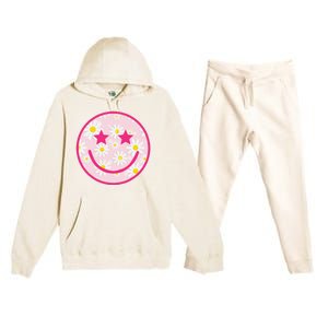 Funny Pink Happy Face Daisy Flower Smile Face Trendy Premium Hooded Sweatsuit Set