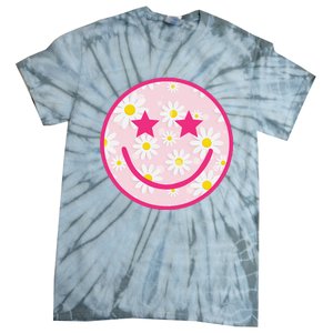 Funny Pink Happy Face Daisy Flower Smile Face Trendy Tie-Dye T-Shirt