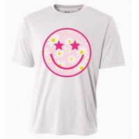 Funny Pink Happy Face Daisy Flower Smile Face Trendy Cooling Performance Crew T-Shirt