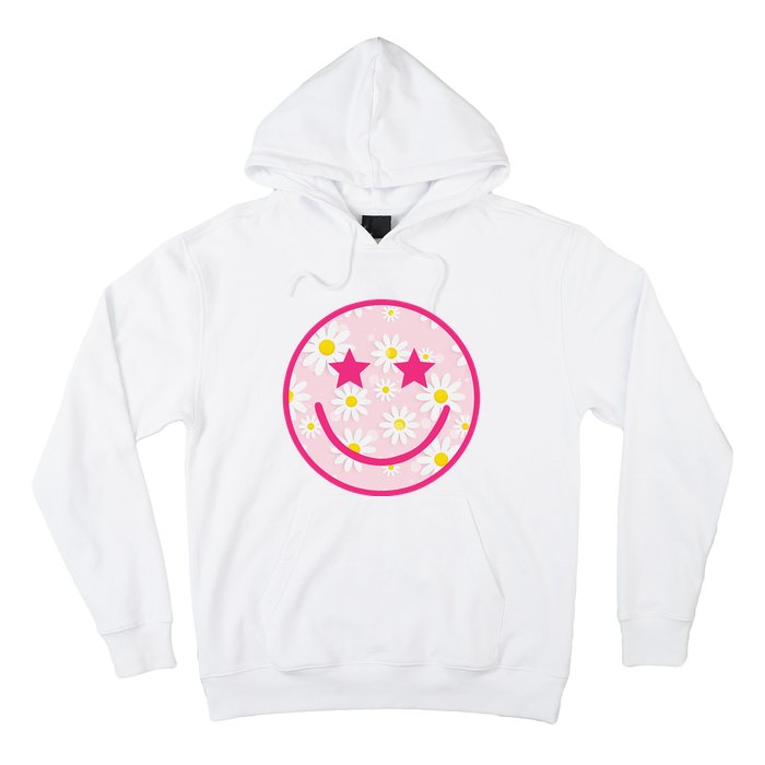 Funny Pink Happy Face Daisy Flower Smile Face Trendy Hoodie