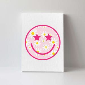 Funny Pink Happy Face Daisy Flower Smile Face Trendy Canvas