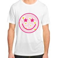 Funny Pink Happy Face Daisy Flower Smile Face Trendy Adult ChromaSoft Performance T-Shirt