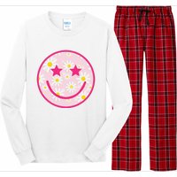 Funny Pink Happy Face Daisy Flower Smile Face Trendy Long Sleeve Pajama Set