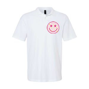 Funny Pink Happy Face Daisy Flower Smile Face Trendy Softstyle Adult Sport Polo