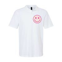 Funny Pink Happy Face Daisy Flower Smile Face Trendy Softstyle Adult Sport Polo