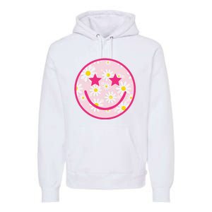 Funny Pink Happy Face Daisy Flower Smile Face Trendy Premium Hoodie