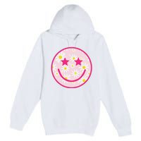 Funny Pink Happy Face Daisy Flower Smile Face Trendy Premium Pullover Hoodie