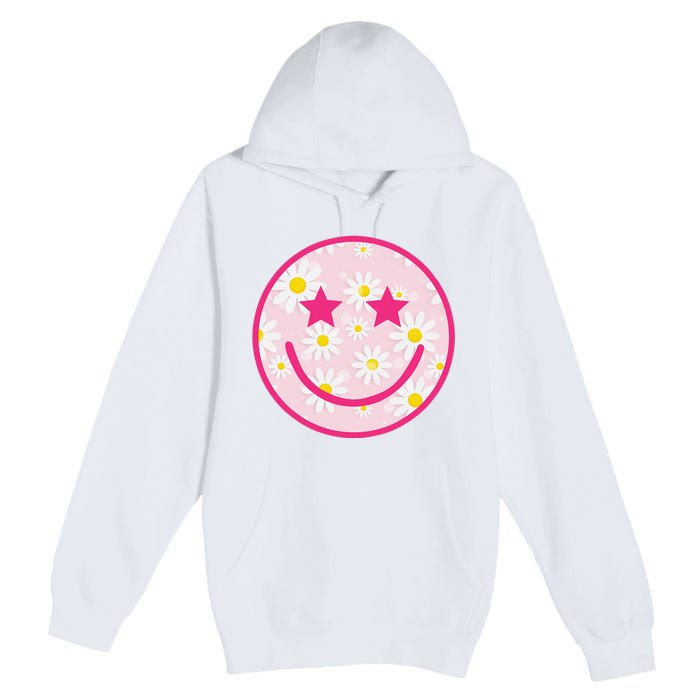 Funny Pink Happy Face Daisy Flower Smile Face Trendy Premium Pullover Hoodie