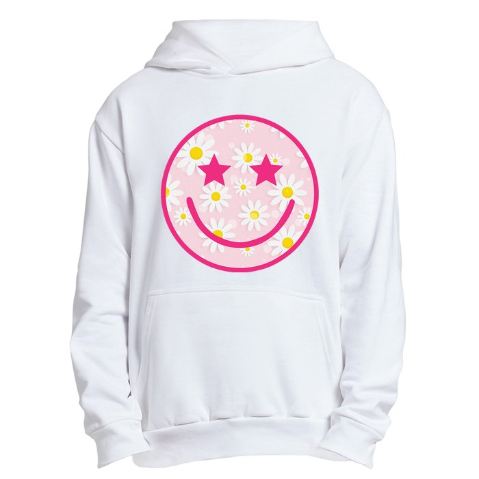 Funny Pink Happy Face Daisy Flower Smile Face Trendy Urban Pullover Hoodie