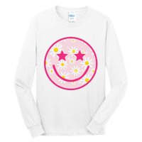 Funny Pink Happy Face Daisy Flower Smile Face Trendy Tall Long Sleeve T-Shirt