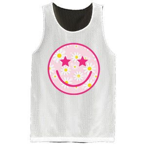 Funny Pink Happy Face Daisy Flower Smile Face Trendy Mesh Reversible Basketball Jersey Tank