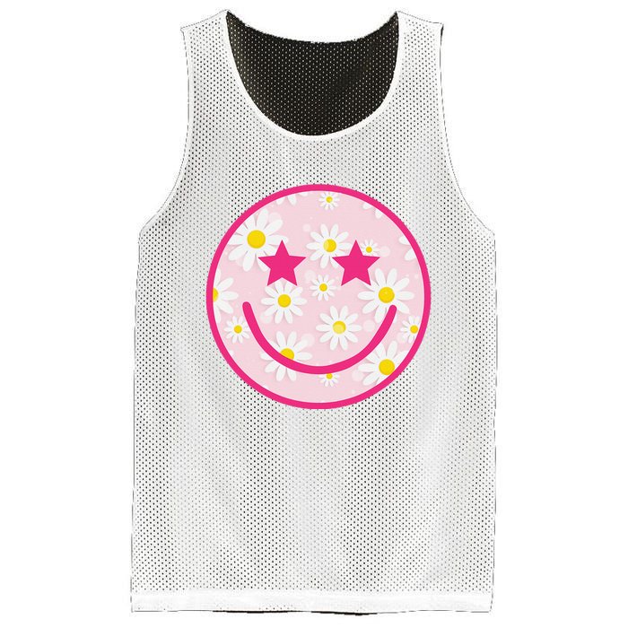 Funny Pink Happy Face Daisy Flower Smile Face Trendy Mesh Reversible Basketball Jersey Tank