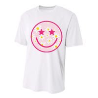 Funny Pink Happy Face Daisy Flower Smile Face Trendy Performance Sprint T-Shirt