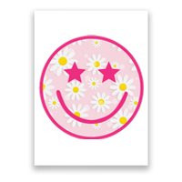 Funny Pink Happy Face Daisy Flower Smile Face Trendy Poster