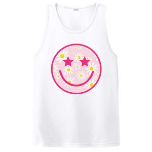 Funny Pink Happy Face Daisy Flower Smile Face Trendy PosiCharge Competitor Tank