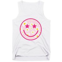 Funny Pink Happy Face Daisy Flower Smile Face Trendy Tank Top