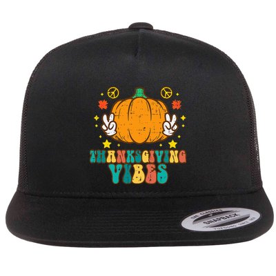 Festive Pumpkin Harvest Vibes Retro Thanksgiving Design Flatbill Hat