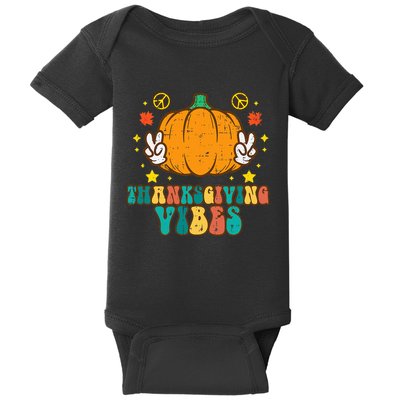 Festive Pumpkin Harvest Vibes Retro Thanksgiving Design Baby Bodysuit