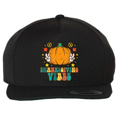 Festive Pumpkin Harvest Vibes Retro Thanksgiving Design Wool Snapback Cap