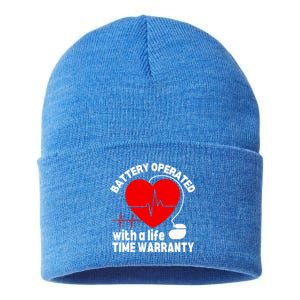 Funny Pacemaker Heart Surgery Survivor Heart Disease Gift Sustainable Knit Beanie