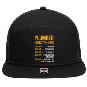 Funny Plumber Hourly Rate Plumber 7 Panel Mesh Trucker Snapback Hat