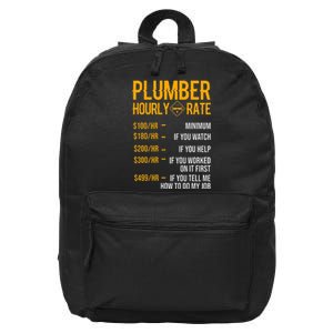 Funny Plumber Hourly Rate Plumber 16 in Basic Backpack