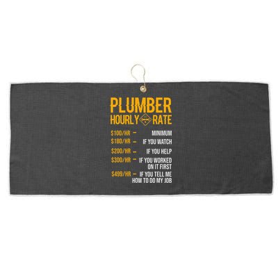 Funny Plumber Hourly Rate Plumber Large Microfiber Waffle Golf Towel