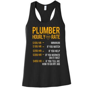 Funny Plumber Hourly Rate Plumber Women's Racerback Tank