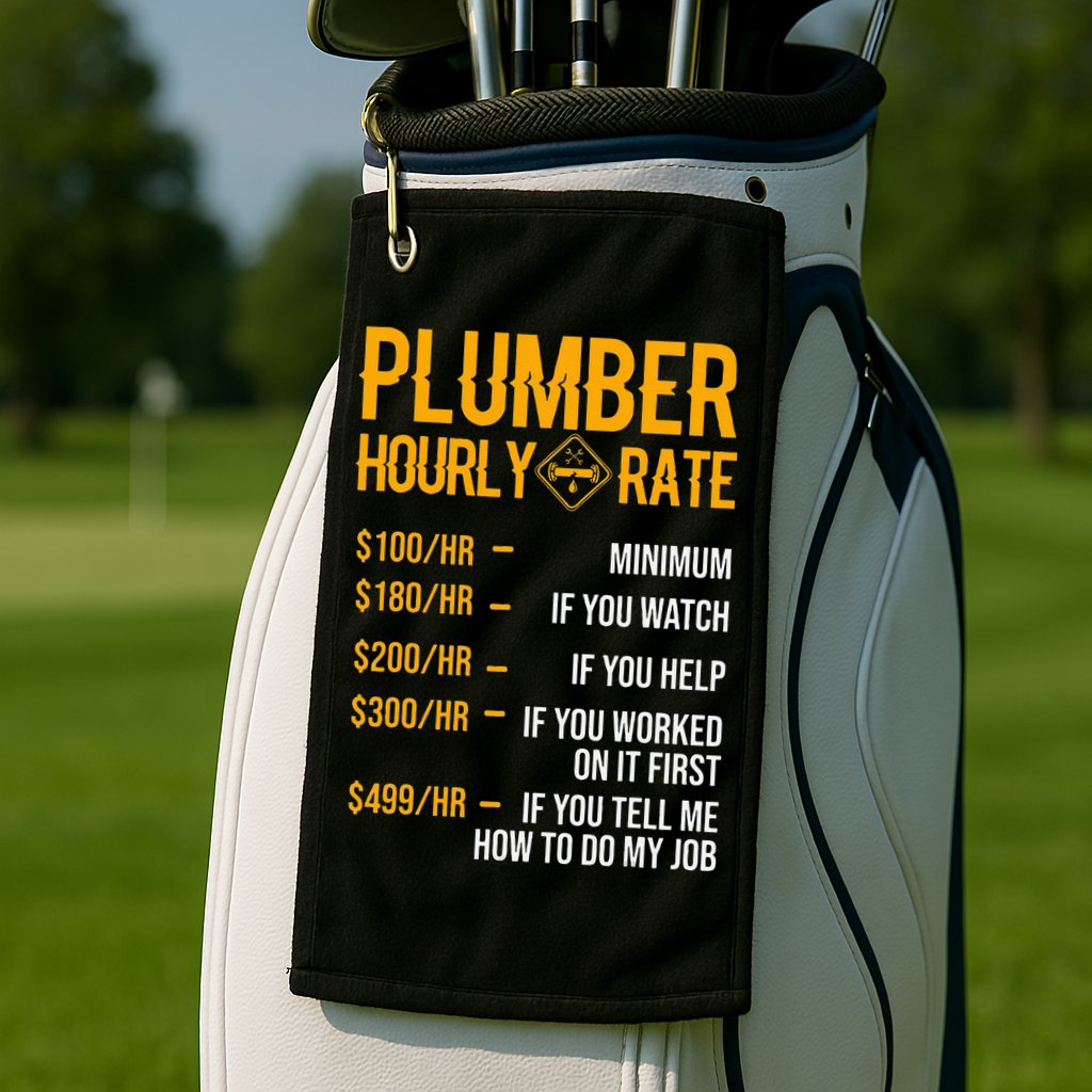 Funny Plumber Hourly Rate Plumber Golf Towel