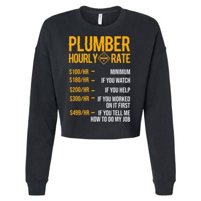 Funny Plumber Hourly Rate Plumber Cropped Pullover Crew